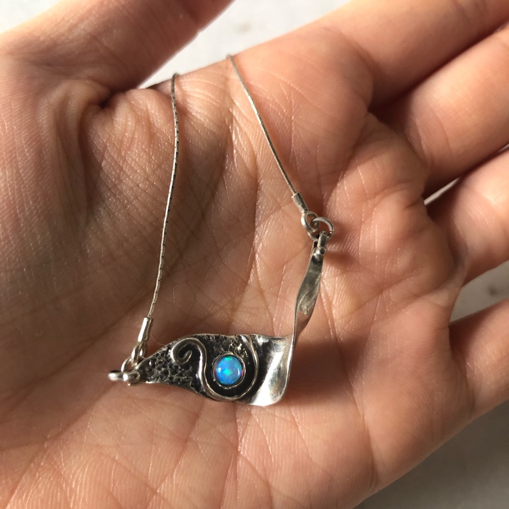 925 Sterling silver Opal Necklace
